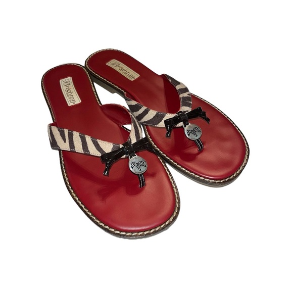 Brighton "Ofelia" Zebra Print Leather Thong Sandals - Picture 4 of 13